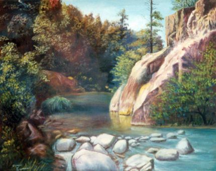 Oak Creek Boulders - An Oil Painting by Grace Leonard